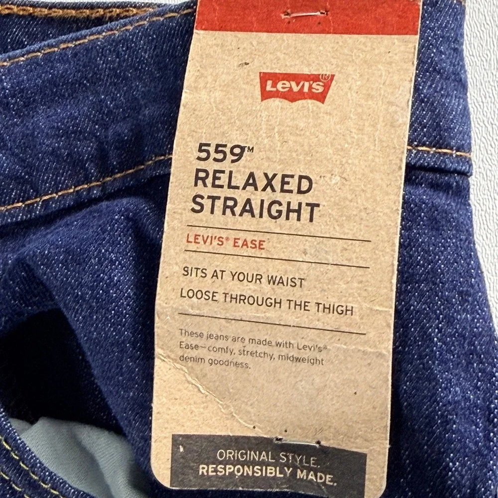Levi's 559 Relaxed Straight Jeans Mens 42x38 Dark Wash Stretch Big Tall NWT